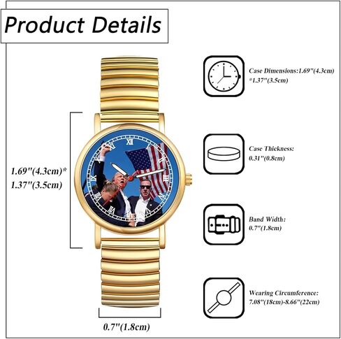 JewelryWe Men Women Elastic Watches: Round Analog Trump Dial Quartz Watch Gold Silver Plated Stretch Band Wristwatch for Christmas in Saudi Arabia