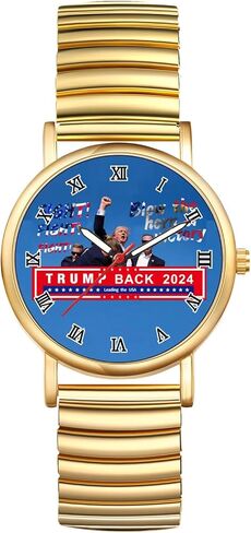 JewelryWe Men Women Elastic Watches: Round Analog Trump Dial Quartz Watch Gold Silver Plated Stretch Band Wristwatch for Christmas in Saudi Arabia