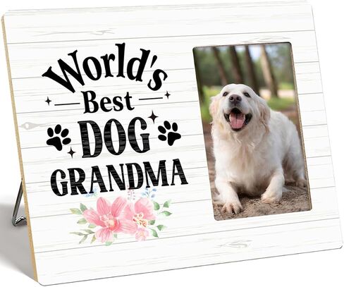 OTINGQD Dog Grandma Picture Frame Gift,World's Best Dog Grandma Wooden Photo Frame for Tabletop Wall Display,Gifts for Dog Grandma,Best Dog Grandma Gifts,Dog Mom Gifts,Dog Lovers Gifts for Women in Kuwait