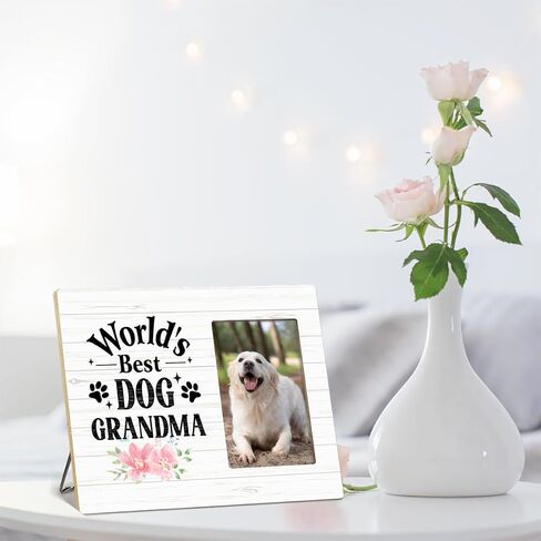 OTINGQD Dog Grandma Picture Frame Gift,World's Best Dog Grandma Wooden Photo Frame for Tabletop Wall Display,Gifts for Dog Grandma,Best Dog Grandma Gifts,Dog Mom Gifts,Dog Lovers Gifts for Women in Kuwait