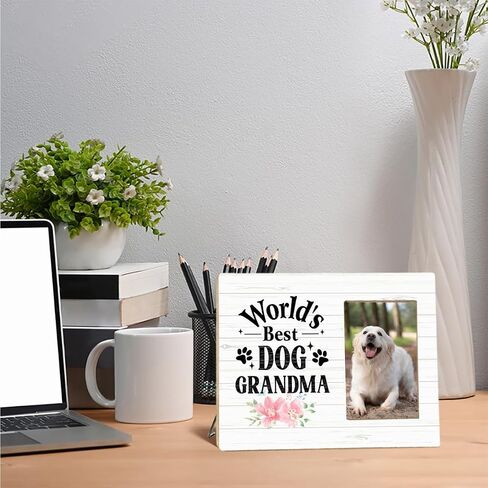 OTINGQD Dog Grandma Picture Frame Gift,World's Best Dog Grandma Wooden Photo Frame for Tabletop Wall Display,Gifts for Dog Grandma,Best Dog Grandma Gifts,Dog Mom Gifts,Dog Lovers Gifts for Women in Kuwait