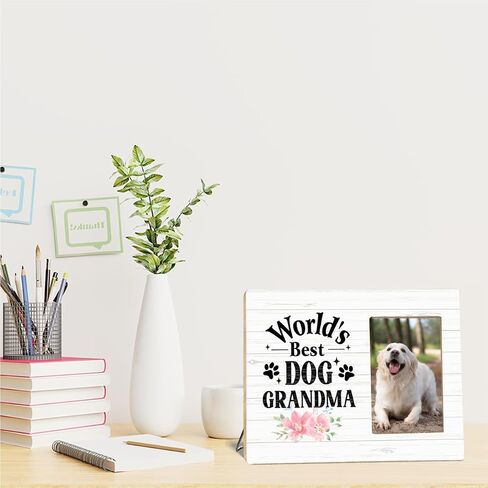 OTINGQD Dog Grandma Picture Frame Gift,World's Best Dog Grandma Wooden Photo Frame for Tabletop Wall Display,Gifts for Dog Grandma,Best Dog Grandma Gifts,Dog Mom Gifts,Dog Lovers Gifts for Women in Kuwait