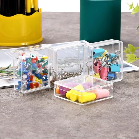 صندوق أكريليك، صندوق أكريليك صغير شفاف 24 عبوة 2.4 × 2.4 × 0.79 بوصة دقيقة من حاويات بلاستيكية مربعة من البلاستيك الأكريليك الشفاف، مكعب مربع من البلاستيك مع غطاء لحبوب الحلوى، خرز مجوهرات صغير، عملات معدنية in Kuwait