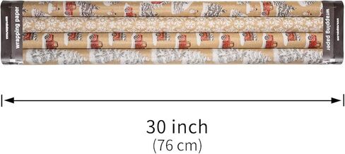 RUSPEPA Christmas Wrapping Paper, Kraft Paper - Deer, Snowflake and Plaid Style Designs - 4 Rolls - 30 inches x 10 feet per Roll in Kuwait