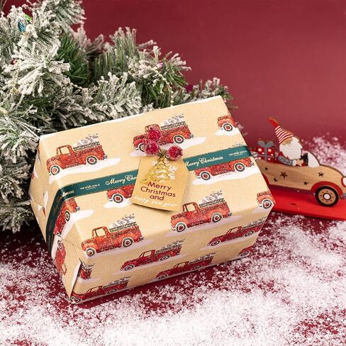 RUSPEPA Christmas Wrapping Paper, Kraft Paper - Deer, Snowflake and Plaid Style Designs - 4 Rolls - 30 inches x 10 feet per Roll in Kuwait