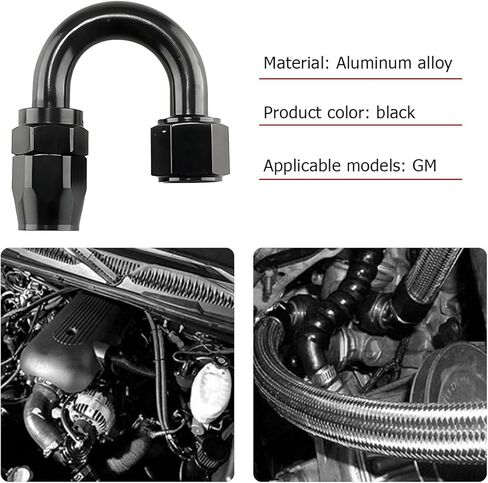 سيارة 6AN 180 درجة PTFE خرطوم الكوع نهاية دوارة، دوارة من الألومنيوم للسيارات لخرطوم خط الوقود المضفر CPE، ملحقات إصلاح المركبات العالمية لسيارات الدفع الرباعي والشاحنات وRV والمزيد (AN6) in Kuwait