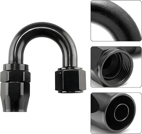 سيارة 6AN 180 درجة PTFE خرطوم الكوع نهاية دوارة، دوارة من الألومنيوم للسيارات لخرطوم خط الوقود المضفر CPE، ملحقات إصلاح المركبات العالمية لسيارات الدفع الرباعي والشاحنات وRV والمزيد (AN6) in Kuwait