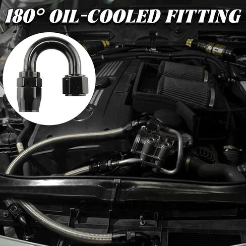 سيارة 6AN 180 درجة PTFE خرطوم الكوع نهاية دوارة، دوارة من الألومنيوم للسيارات لخرطوم خط الوقود المضفر CPE، ملحقات إصلاح المركبات العالمية لسيارات الدفع الرباعي والشاحنات وRV والمزيد (AN6) in Kuwait