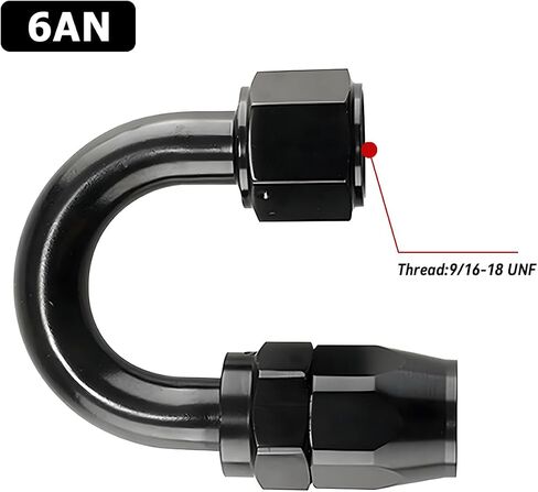 Car 6AN 180 Degree PTFE Elbow Hose End Fitting Swivel, Aluminum Automotive Swivel for CPE Braided Fuel Line Hose, Vehicle Repair Accessories Universal for SUV, Truck, RV and More（AN6） in Saudi Arabia