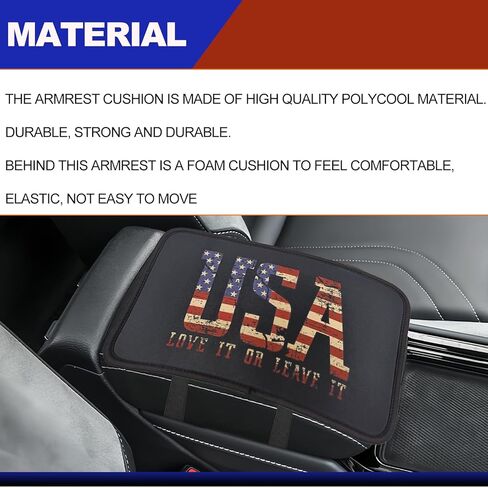 وسادة غطاء مسند ذراع وحدة التحكم المركزية، واقي غطاء صندوق مقعد مسند ذراع السيارة ذو العلم الأمريكي العالمي، إكسسوارات ديكور مريحة للسيارة تناسب معظم السيارات والمركبات وسيارات الدفع الرباعي (العلم الأمريكي الأسود) in Kuwait