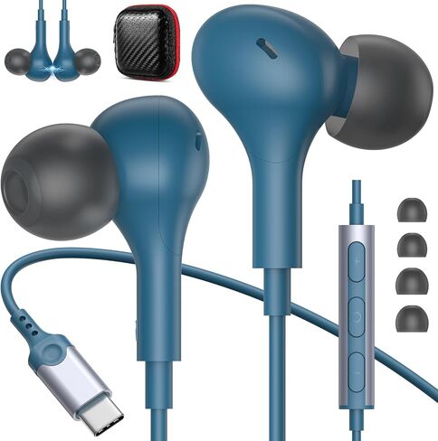 USB C Earbuds Wired Headphones for iPhone 15 Pro Max Samsung Z Flip Fold 6 A35 S24+ S24 S23 S22 Magnetic in-Ear Noise Canceling Type C Earphone Headset Microphone Volume Control for Pixel 8 7 6a iPad in Saudi Arabia
