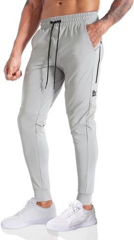 BROKIG Men's Lightweight Athletic Gym Jogger Pants, Stretch Quick Dry Workout Running Sweat Pants with Zipper Pockets in Saudi Arabia