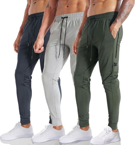 BROKIG Men's Lightweight Athletic Gym Jogger Pants, Stretch Quick Dry Workout Running Sweat Pants with Zipper Pockets in Kuwait