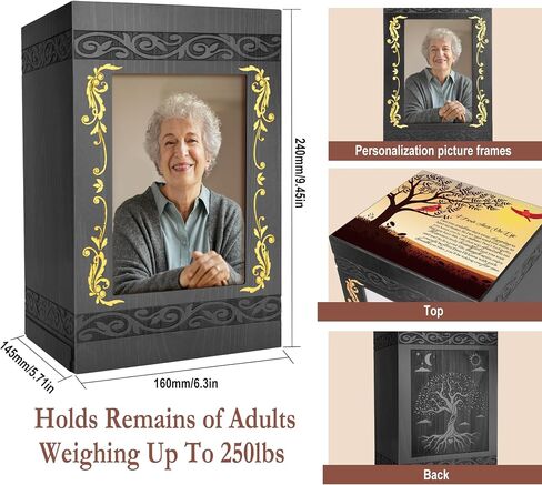 Cremation Urn for Ashes for Women, Human Urn for Ashes Adult Male or Female, Wooden Picture Frame Urns Box and Casket for Ashes Men Women Child, Burial Funeral Urns for Ashes, Holds Up to 250 LBS in Saudi Arabia
