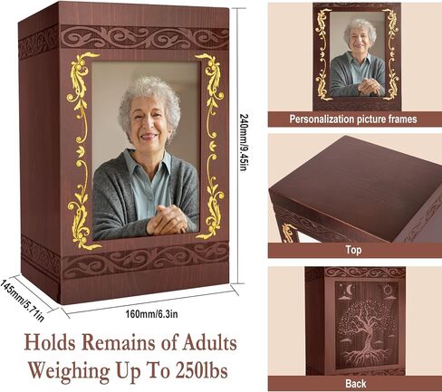 Cremation Urn for Ashes for Women, Human Urn for Ashes Adult Male or Female, Wooden Picture Frame Urns Box and Casket for Ashes Men Women Child, Burial Funeral Urns for Ashes, Holds Up to 250 LBS in Saudi Arabia