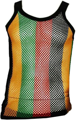 100% Cotton Rasta String Vest Workout Mens Tank Tops Mesh Fishnet Shirts Fitted Striped Mens Sport Tank Jamaican Marina in Saudi Arabia