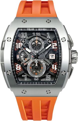 TSAR BOMBA Watches Men Luxury Square Mens Watch Chronograph 50M Waterproof Sapphire Glass Japan Quartz Movement TMI VK67 Silicone Strap Classic Tonneau Design Luminous Calendar Wrist Watches in Kuwait
