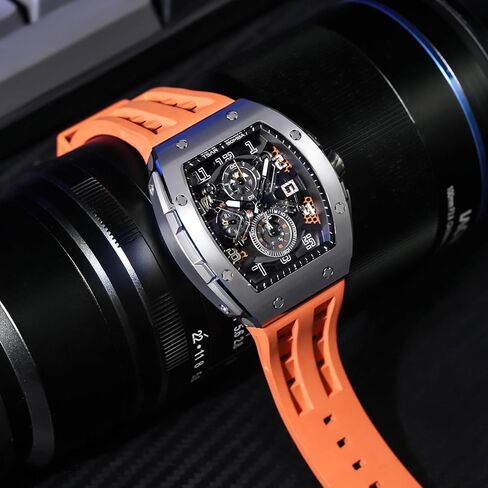 TSAR BOMBA Watches Men Luxury Square Mens Watch Chronograph 50M Waterproof Sapphire Glass Japan Quartz Movement TMI VK67 Silicone Strap Classic Tonneau Design Luminous Calendar Wrist Watches in Kuwait