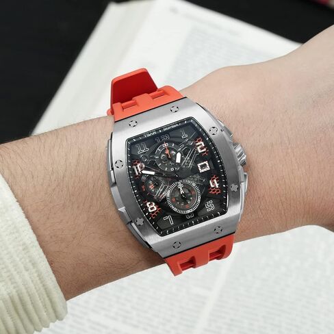 TSAR BOMBA Watches Men Luxury Square Mens Watch Chronograph 50M Waterproof Sapphire Glass Japan Quartz Movement TMI VK67 Silicone Strap Classic Tonneau Design Luminous Calendar Wrist Watches in Kuwait