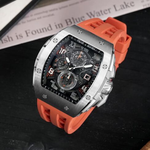 TSAR BOMBA Watches Men Luxury Square Mens Watch Chronograph 50M Waterproof Sapphire Glass Japan Quartz Movement TMI VK67 Silicone Strap Classic Tonneau Design Luminous Calendar Wrist Watches in Kuwait