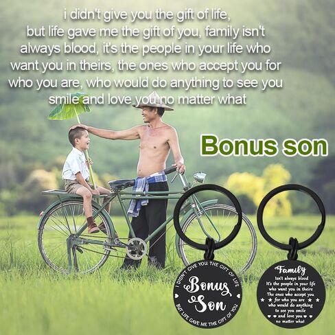 YALLNASL Bonus Son Daughter Gifts Keychain for Stepson Stepdaughter Birthday Wedding Gifts for Daughter Son In Law Keychains in Kuwait