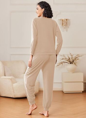 Ekouaer Women's Pajamas 2 Piece Lounge Set Long Sleeve Top and Elastic Waist Pants Sweatsuits Casual Pjs with Pockets S-XXL in Saudi Arabia