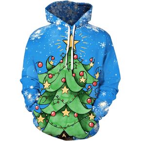 Ainuno Unisex Christmas Hoodie for Men Couples Funny Holiday Hooded Sweatshirt