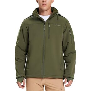 DURAWERK Mens Tactical Jacket Fleece Softshell Water Resistant Jackets for Men Hooded Windbreaker Military Hiking Jacket