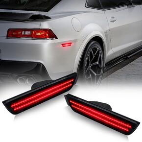 D-Lumina Chevy Camaro Side Marker Lights Smoked Lens for Camaro 2010 2011 2012 2013 2014 2015, Rear Bumper Red Marker Light Tinted Side Reflector, OEM Replacement Plug N Play, Pack of 2