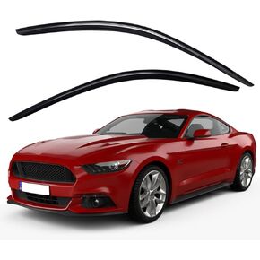 Lightronic WV92359 Outside-Mount Side Window Visors Deflectors Vent Rain Guards, Dark Smoke, 2-Pieces Set, Fits 2015-2023 Ford Mustang Coupe