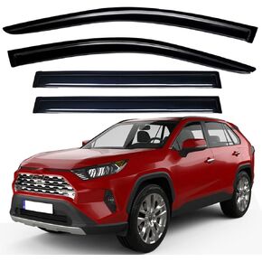Lightronic WV94255 Outside-Mount Side Window Deflectors & Visors Rain Guards, Dark Smoke, 4-Pieces Set, Fits 2019-2024 Toyota Rav4 (EXCLUDES RAV4 Prime)