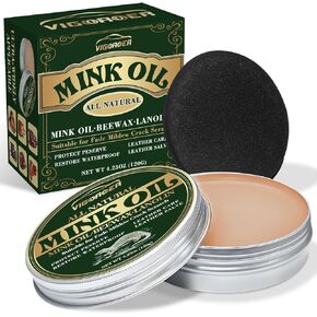 Mink Oil for Leather Boots, Leather Conditioner for Boots with Sponge, Boot Oil Made with Mink Oil Beeswax, Protect Soften Waterproof Leather Furniture, Car Seats, Shoes, Boots, Bags (4.23 Oz)