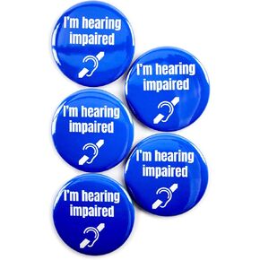5 Pack - I'm Hearing Impaired Disability ID Aid Pinback Button Badges - 2.25 Inch Round