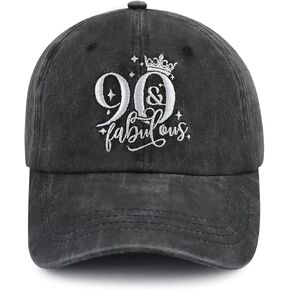 30 40 50 60 70 80 90 Birthday Hat for Women, Adjustable Embroidered Crown Baseball Cap