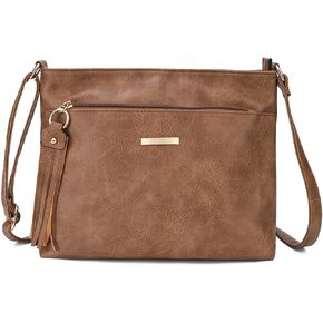Gladdon Tassels Crossbody Bags for Women Medium Size Leather Shoulder Purse Trendy Soft Travel Shoulder Handbags