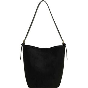 Women Suede Bucket Bag 2024 Fall Bags Trendy Brown Tote Vintage Shoulder Handbag with Pouch Work Purses
