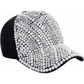 Studded Rhinestone Baseball Cap for Women Sparkle Bling Denim Sun Hat Casual Sports Hat