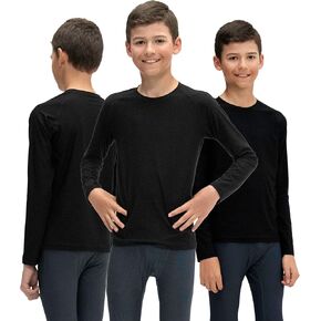KISTA 3 Pack Kid's & Boy's Cool Dry Long Sleeve Compression Shirts, Athletic Workout Shirt, Sports Base Layer T-Shirt