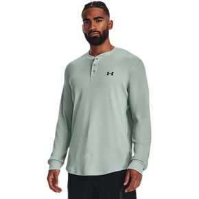 Under Armour Men's UA Waffle Henley Shirt Long Sleeve (US, Alpha, Medium, Regular, Regular, Gray - 781)