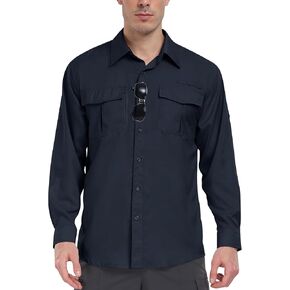 MoFiz Men's Hiking Fishing Shirts UPF 50+ Travel Work Long Sleeve Shirts for Men Button Down Shirts with Zipper Pockets