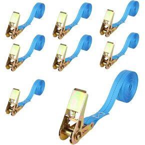 8Pcs Ratchet Straps Heavy Duty tie Down Straps, NO Hook, 20 Ft Nylon Lashing Straps for Goods for Motorcycles, Goods, Luggage, Trucks