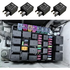 4Pcs Car Relay, Multi Purpose Auto Fuel Pump Relay, Automotive Replacement Accessory Power Relays, 5 Pin 12V 30A Car Heavy Duty Relay for Car Motor Auto Universal Replacement Accessories