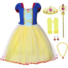 Joy Join Princess Costume Dress For Little Girls Birthday Party With Gloves,Crown,Wand,Necklace