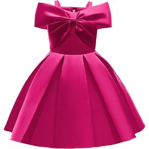 Uhnice Flower Girl Formal Dress Off Shoulder Bowknot Wedding Ball Gown