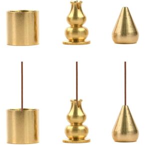 6PCS Copper Incense Burner Cone Holder Gourd Copper Incense Burner 3 Styles