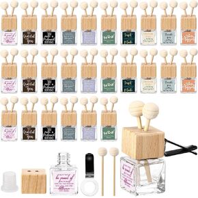 Havawish 30 Pcs Team Appreciation Gifts Bulk Glass Car Diffuser Bottles Empty Car Air Freshener Diffuser Thank You Gifts for Employees Nurse Teachers Volunteers