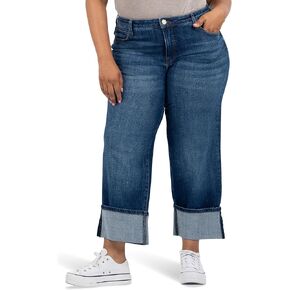 KUT from the Kloth Women's Plus Sienna High Rise Wide Leg-roll Up 5"