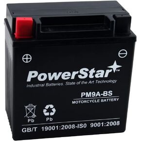 PowerStar PM9A-BS High Performance Power Sports- Maintenance Free - Sealed AGM Battery Motorcycle Battery for YTX9A-BS YAMAHA 200 YCS1 68
