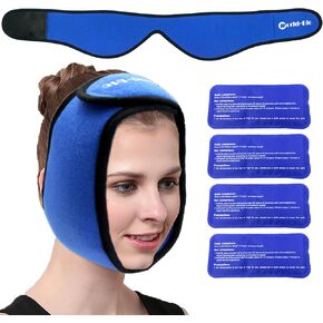 Face Ice Pack Wrap for TMJ, Wisdom Teeth, WORLD-BIO Jaw Wrap with 4 Reusable Hot Cold Therapy Gel Packs for Head, Chin, Oral and Facial Surgery, Pain Relief for Swelling, Injuries, Dental Implants