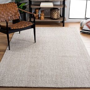 SAFAVIEH Abstract Collection Area Rug - 6' x 9', Ivory & Grey, Handmade Wool, Ideal for High Traffic Areas in Living Room, Bedroom (ABT468G)